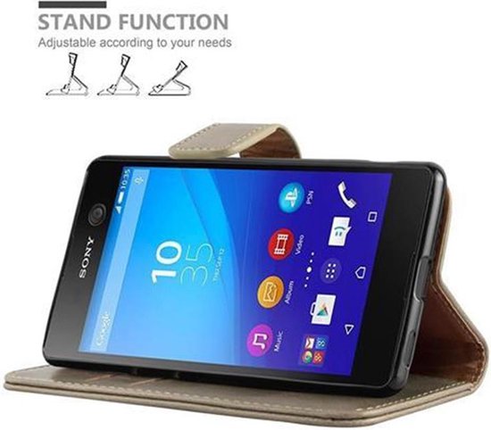 Coque Cadorabo pour Sony Xperia M5 en CAPPUCCINO BROWN - Coque de protection avec fermeture magnétique