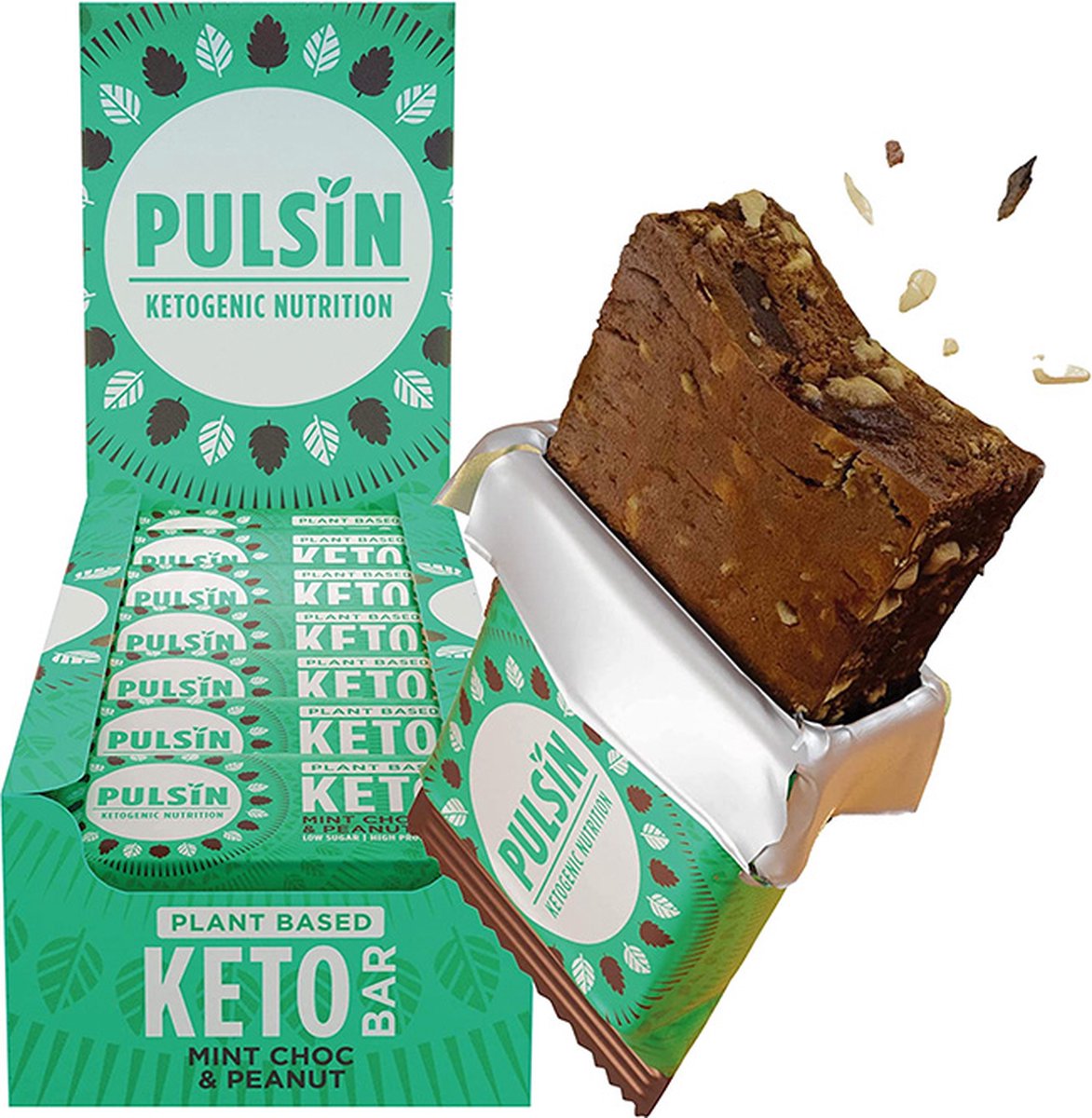 Goedkoopste Pulsin | Keto Bar | Chocolate Mint | 18 Stuks | 18 x 50 gram