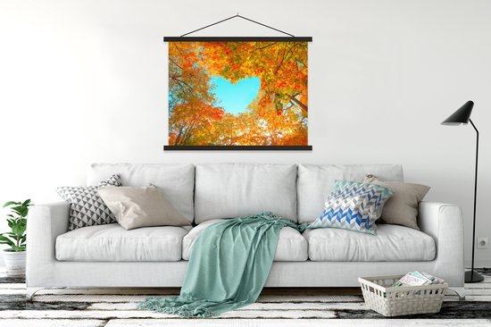 Support pour affiches avec affiche 150 x 113 cm - Affiche scolaire - Arbres - Automne - Cœur - Nature - Oranje - Cœur - Affiche textile - Lattes vierges