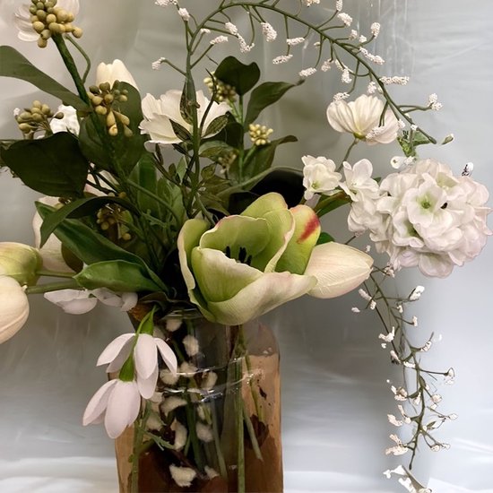 Seta Fiori - Bouquet de tulipes blanches - 45cm - en vase | bol.com