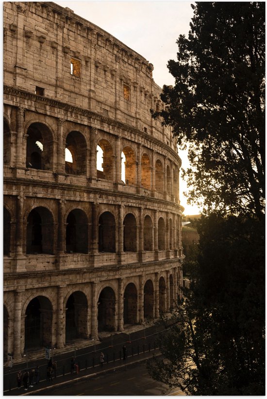 WallClassics - Poster (Mat) - Colosseum in Rome - 40x60 cm Foto op Posterpapier met een Matte look