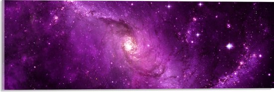 Acrylglas - Prachtige Paarse Galaxy Lucht met Sterren - 60x20 cm Foto op Acrylglas (Met Ophangsysteem)