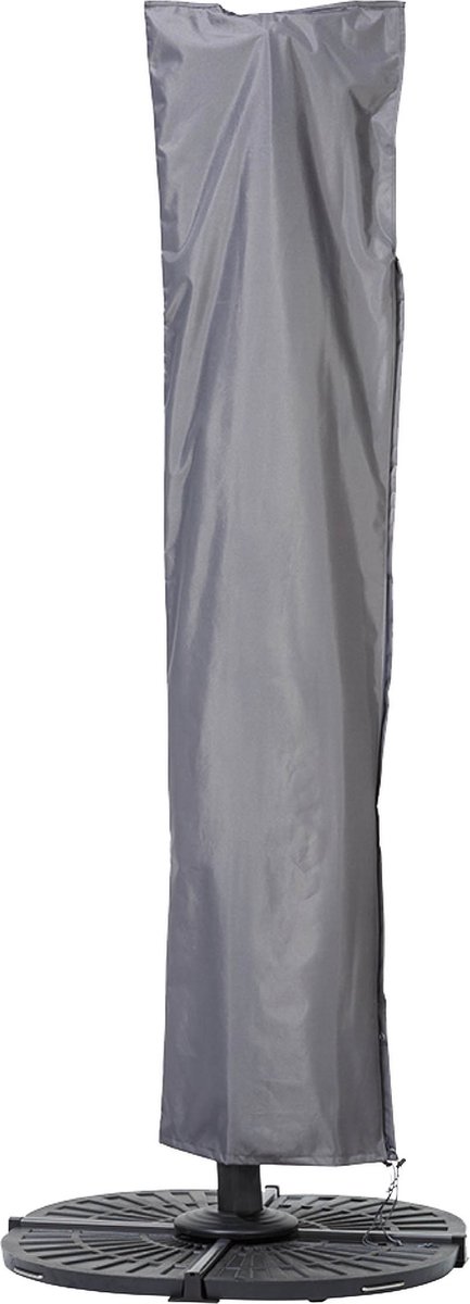 Beschermhoes voor zweefparasol frame recht | 250 cm x 63 / 57 cm | geschikt voor parasols tot Ø 400 cm | polyesterweefsel van het type Oxford 600D, kleur: grijs.