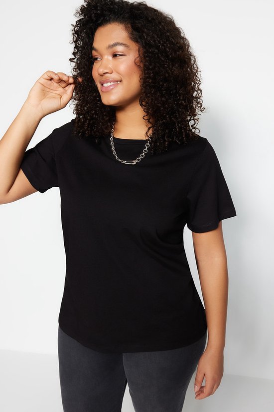 Trendyol T-shirt Basis à manches standard pour femme Tailles plus