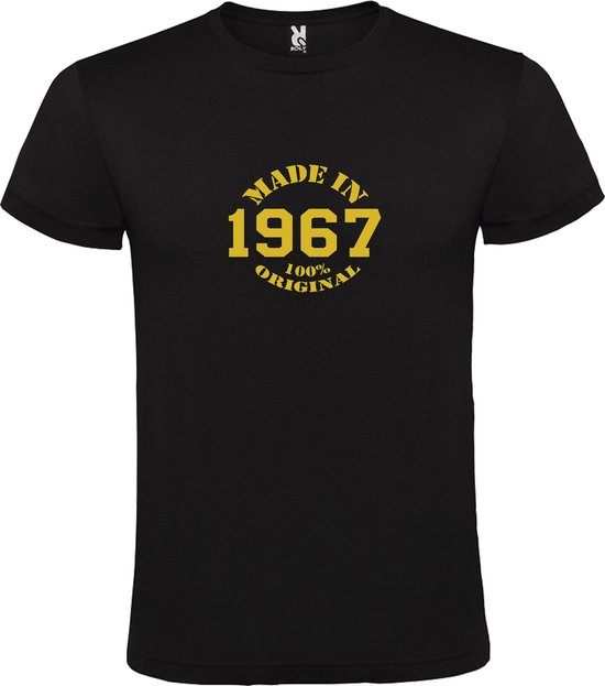 Zwart T-Shirt met “Made in 1967 / 100% Original “ Afbeelding Goud Size XXXL
