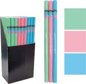 Cadeaupapier - Inpakpapier - Kaftpapier - Extra Zware Kwaliteit - Pastel - Roze - Blauw - Mint - Groen - 2mx70cm - Set - 3 Rollen