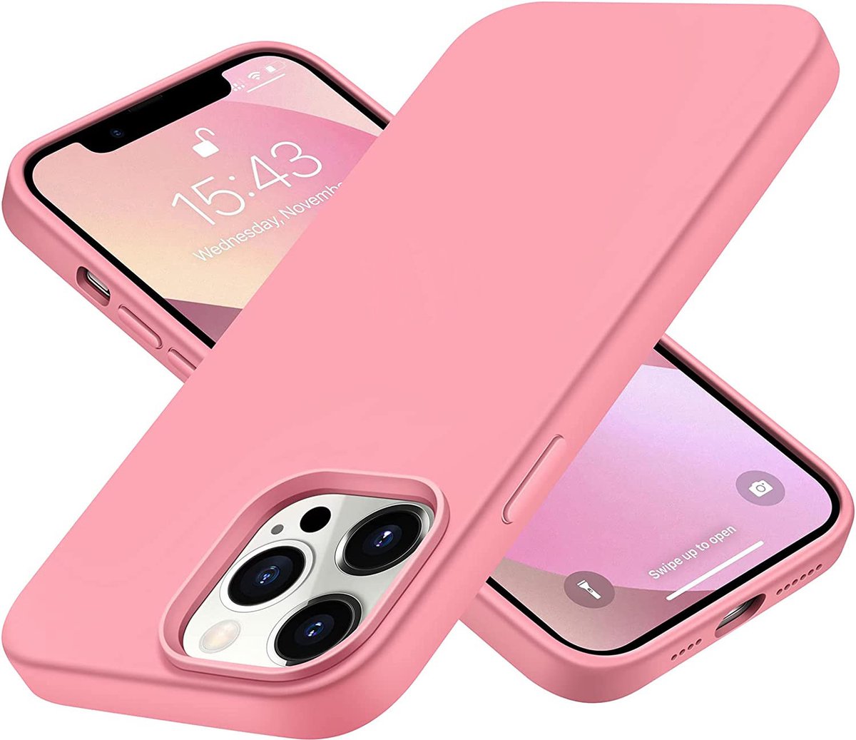 Hoesje Geschikt voor iPhone 14 Pro - zacht siliconen - Liquid Backcover - Lichtroze