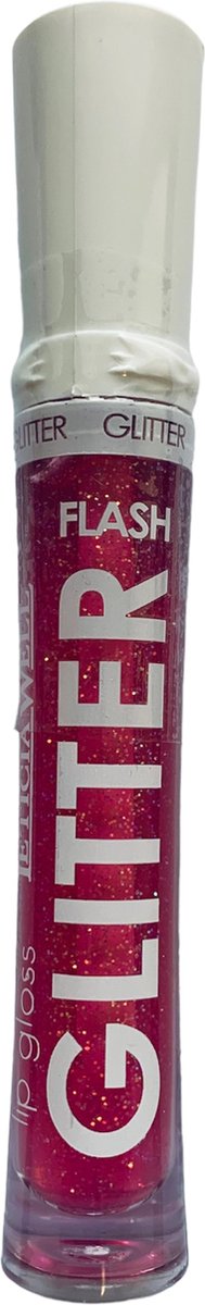 Leticia Well - Glitter Lipgloss - rood/roze/doorzichtig met multi gekleurde glitters - nummer 36 - 1 kunststof flesje met applicator en 6 ml. inhoud