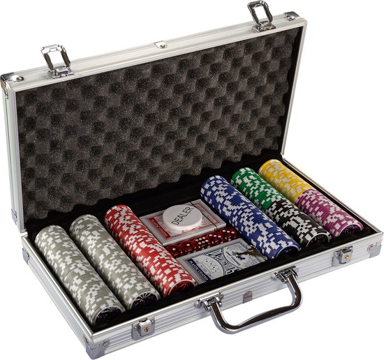 Thumbnail van een extra afbeelding van het spel Poker - Pokerset - Poker set - Poker chips - Poker fiches - Poker kaarten - Poker koffer - Pokerkaarten - Inclusief koffer - 300 chips - 39.5 x 21 x 6.5 cm - Zilver