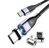 FMF - 3 in 1 – Magnetische Oplaadkabel USB-C (PD) Naar Iphone/USB-C/Micro-USB - Kabel 1 Meter