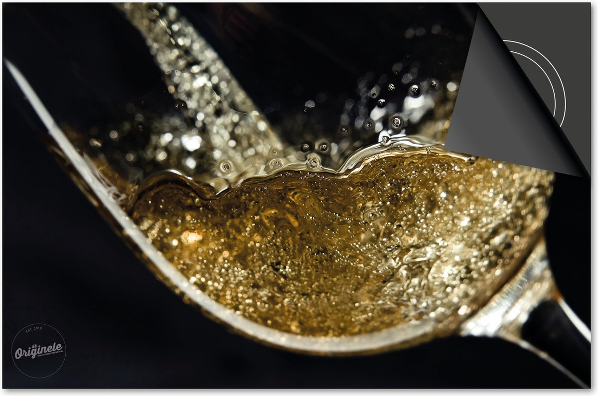 Inductie beschermer 78x52 - afdekplaat inductie mat - Dietrix Kookplaat beschermer - Exclusief - Black en Gold - Champagne glas