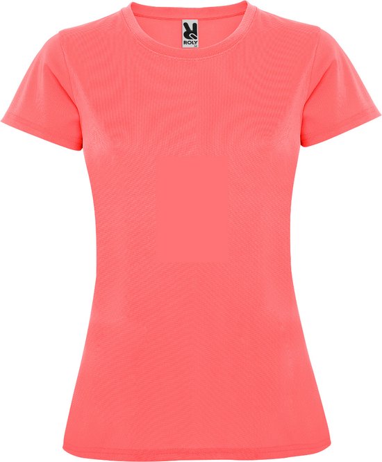 Fluor Koraal dames sportshirt korte mouwen MonteCarlo merk Roly maat M