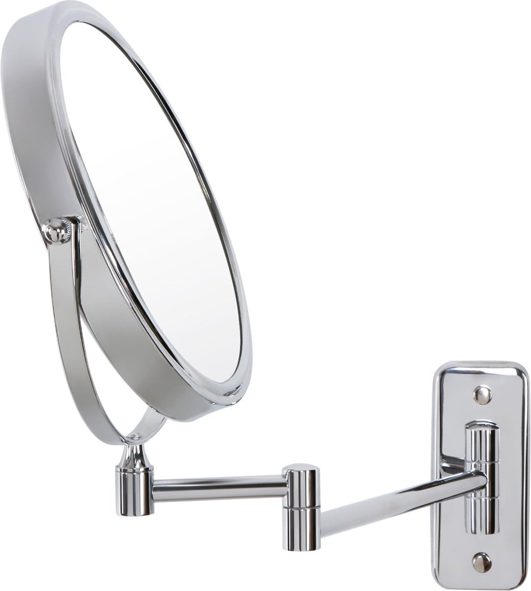 Uitschuifbare make-upspiegel - vergrotende spiegel - 360° draaibaar - Met inklapbare arm - Zilver