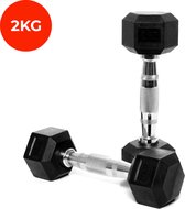 Core Power Rubber Hex Dumbbells - 2 kg (per paar)