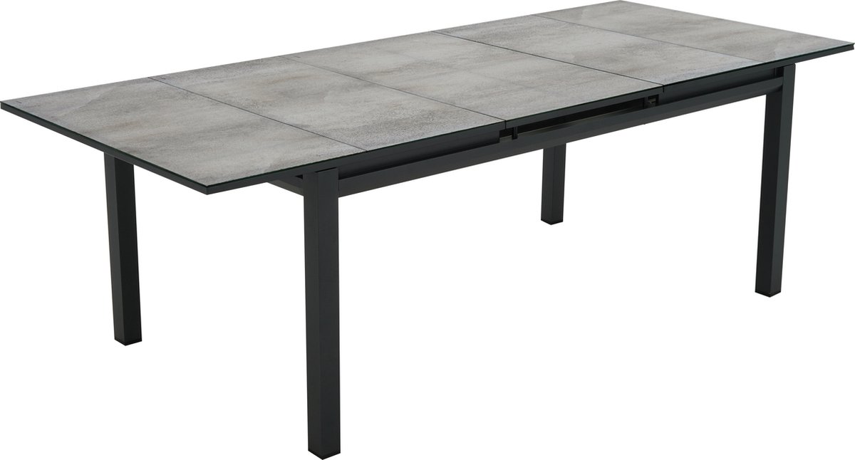 NATERIAL - uitschuifbare tuintafel ODYSSEA PREMIUM - uitschuifbare tafel voor 6 tot 8 personen - 180/240x100cm - eettafel - met glazen blad - aluminium - antraciet