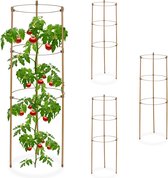 Relaxdays tomatensteun set van 4 - plantensteun 60 cm - plantengeleider - klimhulp rozen