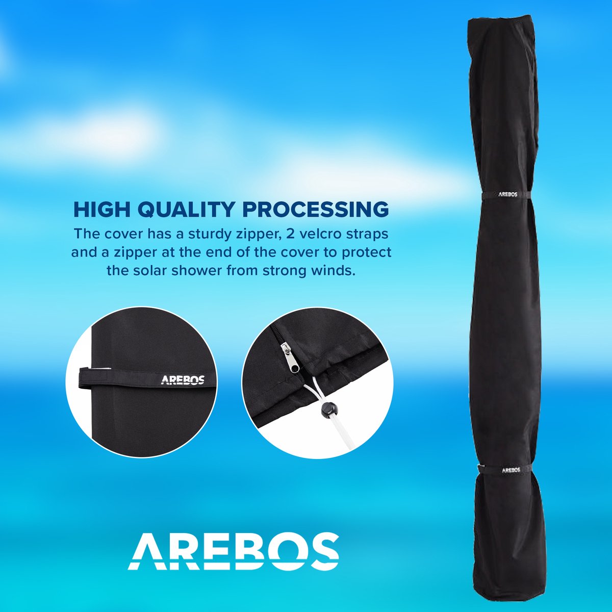 AREBOS 40 L Zonnedouche met thermometer en vloerelement thumbnail 3