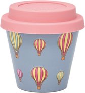 Quy Cup - 90ml Ecologische Reis Beker - Espressobeker “Balloon” met Rose Siliconen deksel
