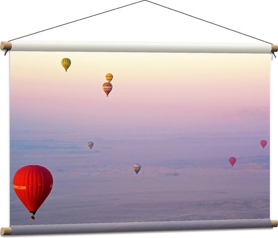 WallClassics - Textielposter - Ballonvaarten in Verschillende Luchtballonnen - 90x60 cm Foto op Textiel