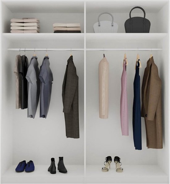 Beter Bed Easy Schuifdeurkast - Kledingkast met 2 schuifdeuren - 203 x 215 x 65 cm - Cremewit