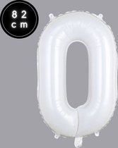 Cijfer Ballonnen - Nummer 0 - Wit - 82 cm - Helium Ballon - Fienosa