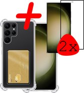 Hoes Geschikt voor Samsung S23 Ultra Hoesje Shock Proof Case Hoes Met 2x Screenprotector - Hoesje Geschikt voor Samsung Galaxy S23 Ultra Hoes Cover Shockproof - Transparant