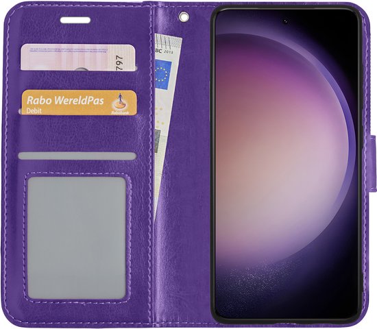 Samsung S23 Plus Case Bookcase Flip Case Book Cover With 2x Screen Protector Samsung Galaxy S23 Plus Case Book Case - Violet
