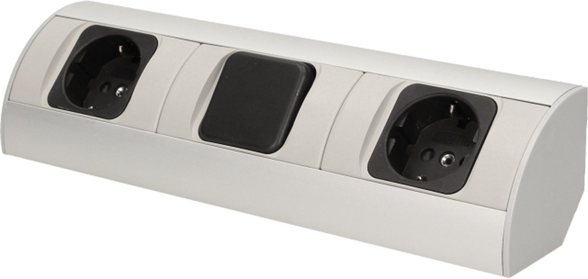 Tafelstopcontact, bureau met USB C PD 20 W, stekkerdoos met 4 afzonderlijke schakelaars, 4-voudige hoekstopcontact, meervoudige stekkerdoos met veerdraad, 3 m kabel, overspanningsbeveiliging, zwart