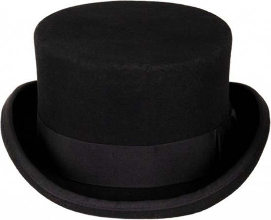 Chapeau haut de Luxe noir modèle bas haut de forme homme femme - taille 61