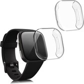 kwmobile 2x hoes geschikt voor Fitbit Versa 3 / Sense hoesje - Cover van silicone - Hoesje voor activity tracker - In transparant