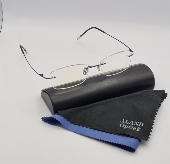 Montuurloze titanium unisex leesbril +2,0 donkerblauwe kleur / Lichtgewicht  Lezers... | bol.com