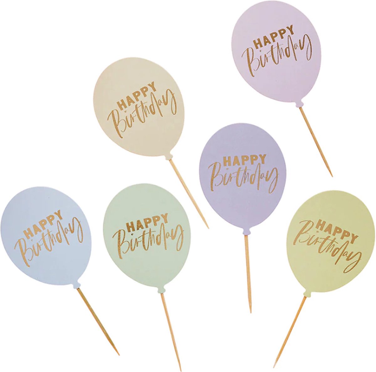 Happy Birthday' Pastel - 12 stuks