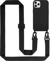 Cadorabo Mobiele telefoon ketting compatibel met Apple iPhone 11 PRO MAX in LIQUID ZWART - Silicone beschermhoes met lengte verstelbare koord riem