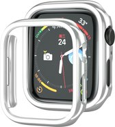 By Qubix Hard case 45mm (open front) - Zilver (glans) - Geschikt voor Apple Watch 45mm hoesje - screenprotector - Bescherming iWatch - Bescherm