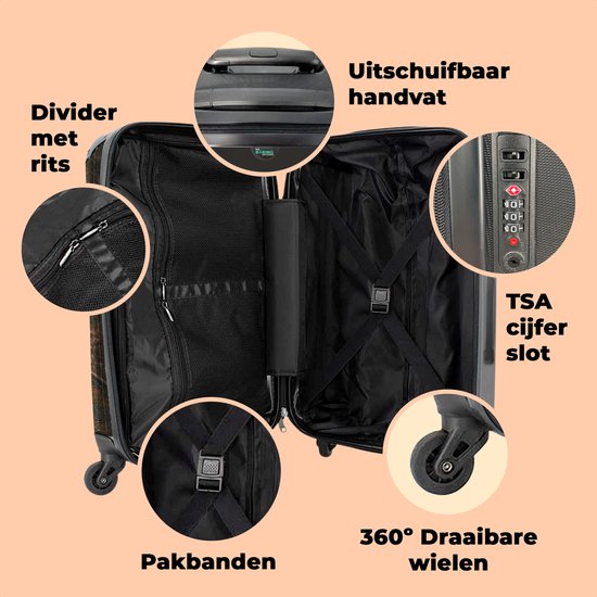NoBoringSuitcases.com® Valise grande - Chemin - Arbre - Forêt - Automne - Valise trolley avec serrure TSA - Avec roulettes - 90 litres - Valise de voyage - 66 cm