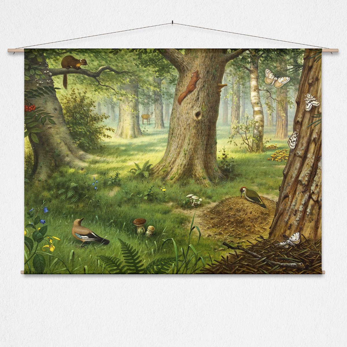 wallchart unlimited Wandkleed In het bosch van M.A. Koekkoek - XL: Landscape 175 x 130 cm groen