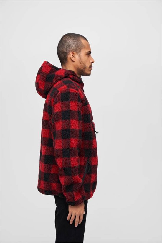 Brandit - Veste pull Teddy Fleece Worker - M - Rouge/ Zwart
