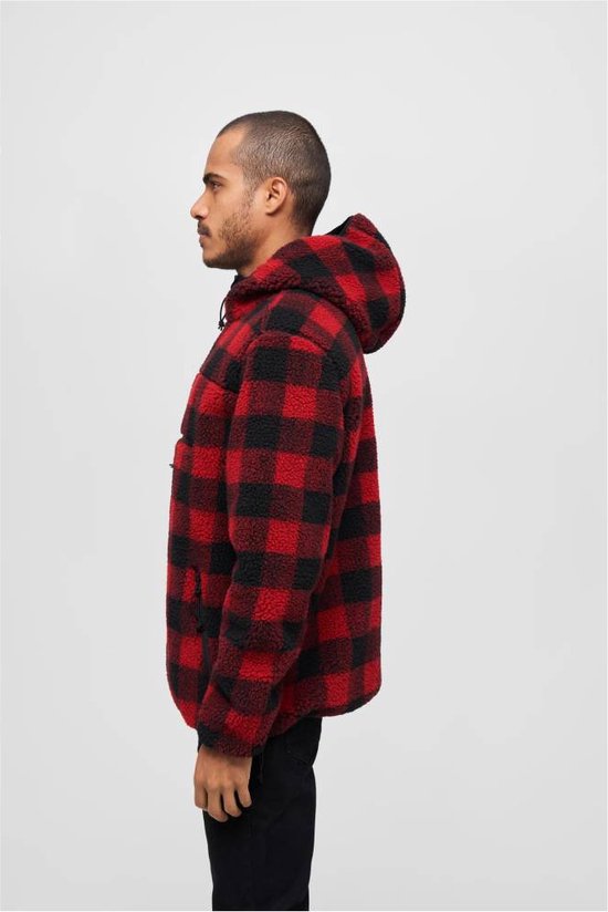 Brandit - Veste pull Teddy Fleece Worker - M - Rouge/ Zwart