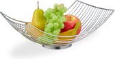 Relaxdays fruitschaal metaal - zilver - schaal groente fruit - fruitmand open - langwerpig