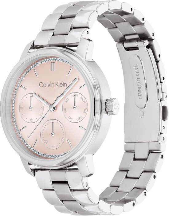 Calvin Klein CK25200176 Shimmer Dames Horloge - Mineraalglas - Staal - Zilver - Ø 38 mm - Quartz - Vouw/Vlindersluiting - 3 ATM (spatwater)