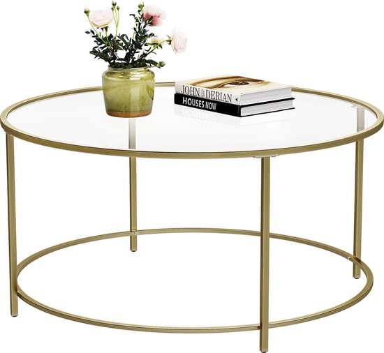 Homeza® Ronde Salontafel met Glazen Blad - Tafels - Woonkamer ...