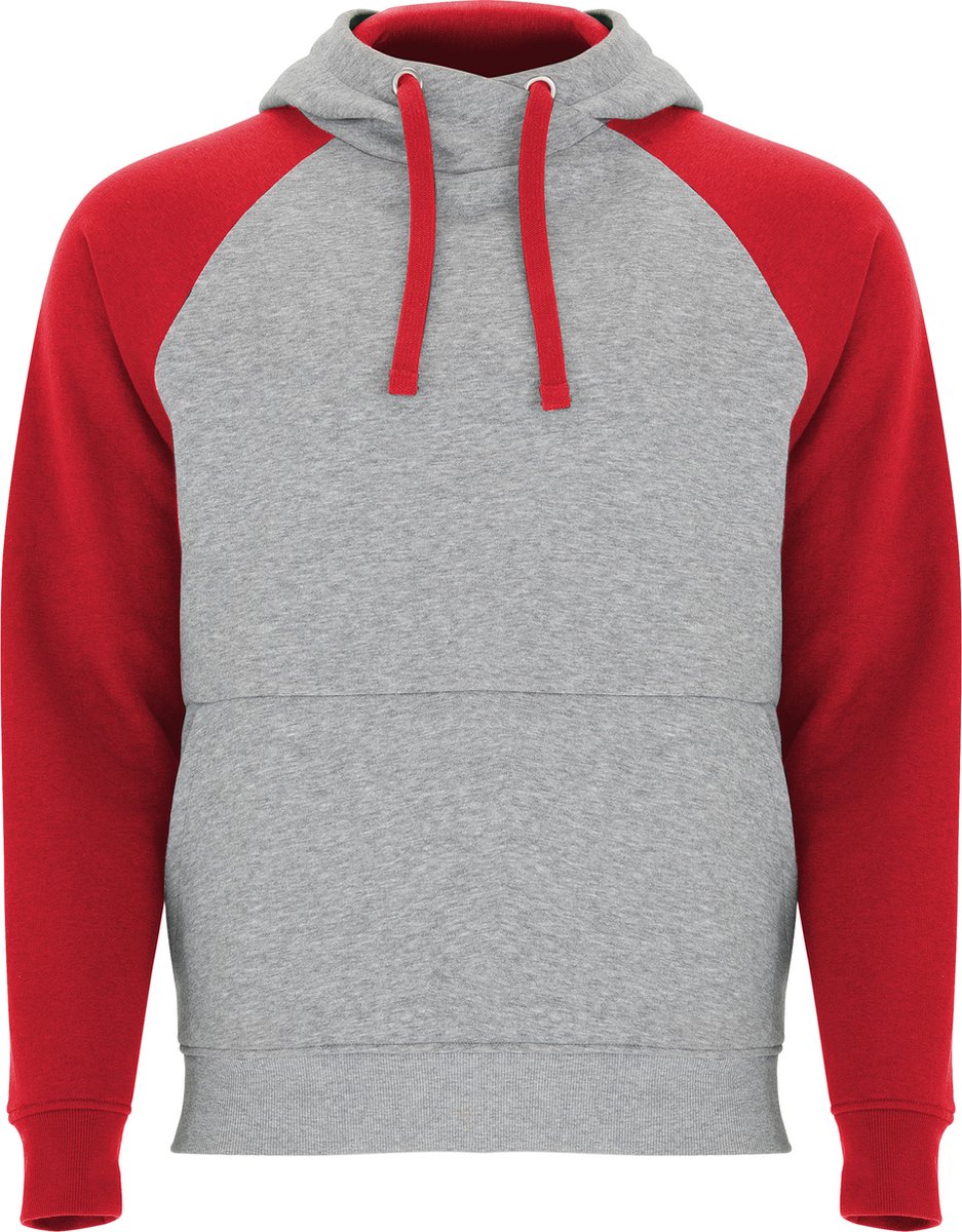 Roly Badet Hooded Sweatshirt RY1058 - Heather Grey 58/Red 60 - XXL