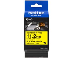 Labeltape krimpkous Brother Hse HSE631E Tapekleur: Geel Tekstkleur:Zwart 11.2 mm 1.5 m