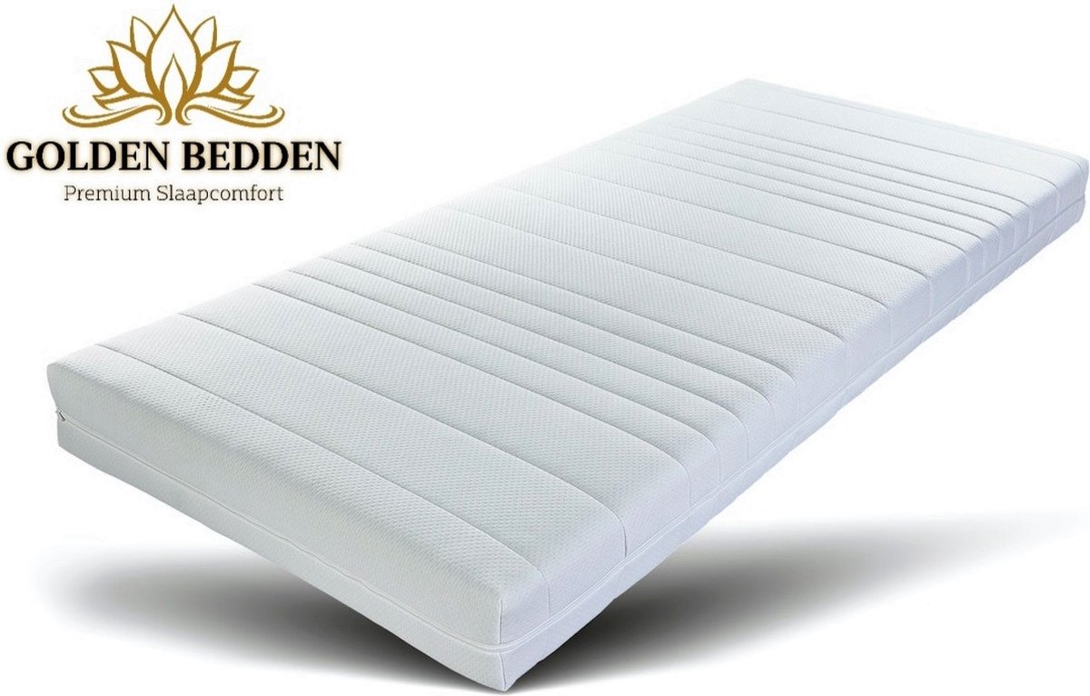 Golden Bedden - Matras 70x190 - 14cm dik - SG25 - Afritsbaar hoes - contour gesneden 7-zone - Gemiddeld
