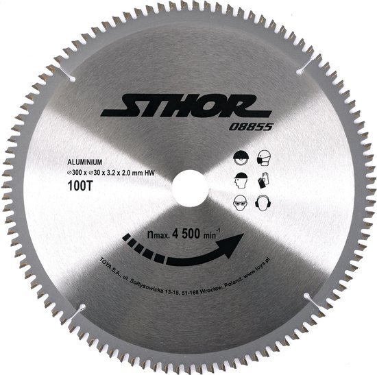 STHOR cirkelzaagblad, Ø300 mm, 100T, 30 mm asgat, voor aluminium.