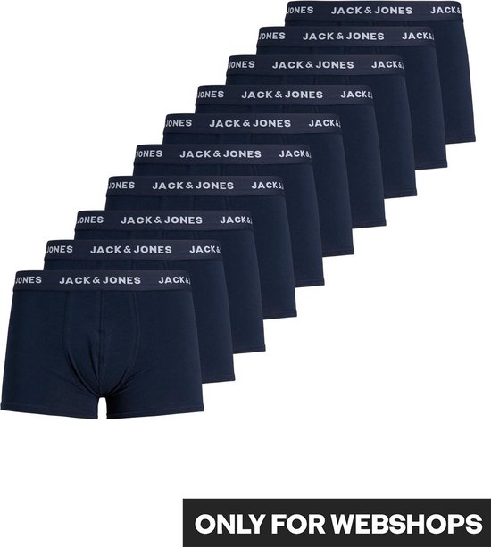 Jack & Jones Effen Blauwe Boxershorts Heren Mega Multipack JACSOLID 10-Pack - Maat S