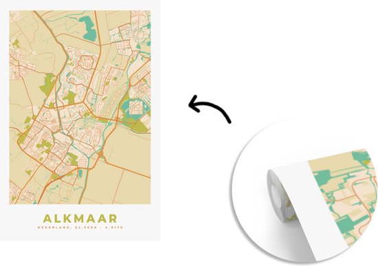 Papier peint - Papiers Papier peint photo Plan de la ville - Alkmaar - Vintage - Largeur 170 cm x hauteur 260 cm
