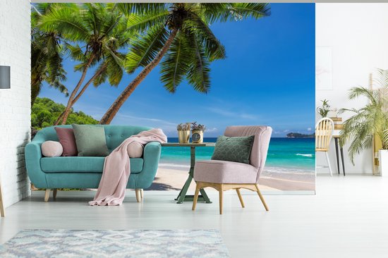 Papier peint - Papier peint photo Plage - Palmier - Mer - Île - Largeur 360 cm x hauteur 240 cm