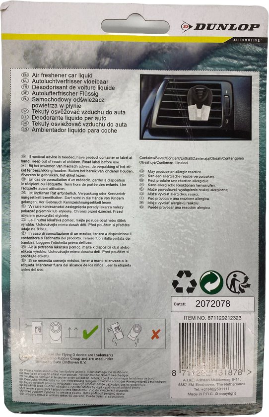 Dunlop Automotive Autoluchtverfrisser vloeibaar 3 x 8 ml Air
