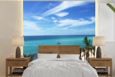 Behang - Fotobehang Uitzicht op Caribische Zee bij Isla Mujeres, Mexico - Breedte 280 cm x hoogte 280 cm